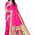 Pink woven banarasi silk saree with blouse