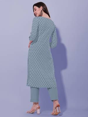 Grey Rayon Embroidery Printed Kurta 3