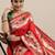 Red woven banarasi silk saree with blouse