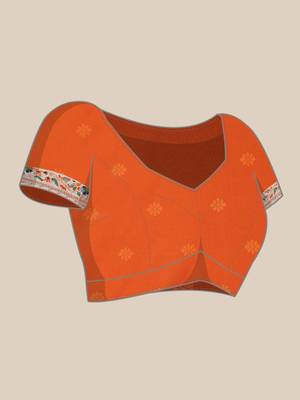 Orange woven banarasi silk saree with blouse 5