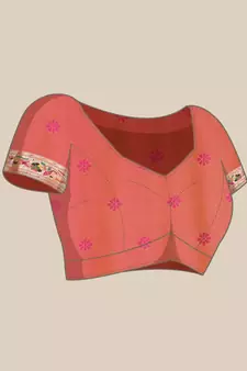 Peach woven Banarasi silk blend saree with blouse