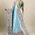 Blue woven banarasi silk saree with blouse