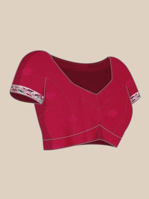 Pink woven banarasi silk saree with blouse 5