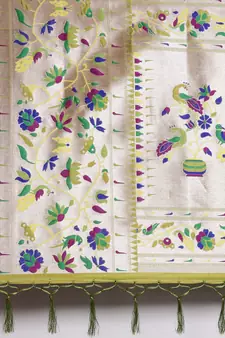 Mehendi woven Banarasi silk blend saree with blouse