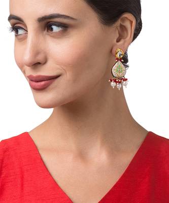 Gold Kundan polki brass earrings 1