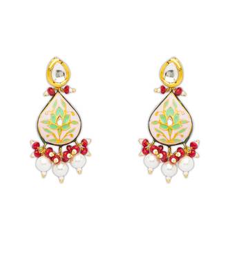 Gold Kundan polki brass earrings 2