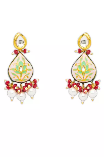 Gold Kundan polki brass earrings