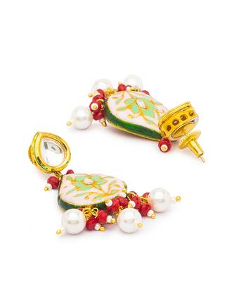 Gold Kundan polki brass earrings 3