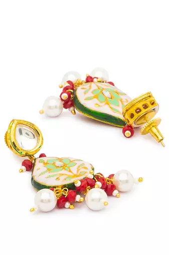Gold Kundan polki brass earrings