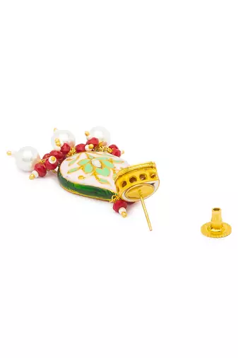 Gold Kundan polki brass earrings