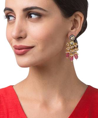 Gold Kundan polki brass earrings 1