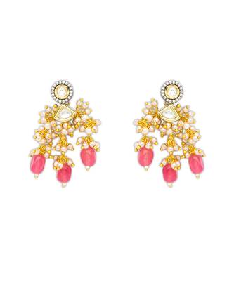 Gold Kundan polki brass earrings 2