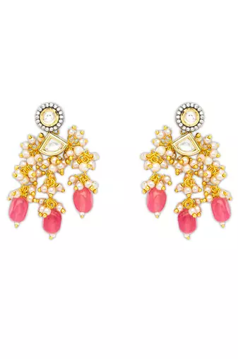 Gold Kundan polki brass earrings