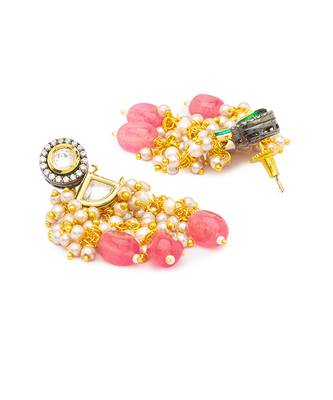 Gold Kundan polki brass earrings 3