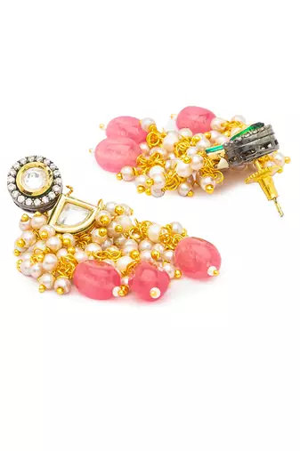 Gold Kundan polki brass earrings