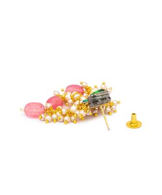 Gold Kundan polki brass earrings 4