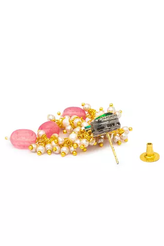 Gold Kundan polki brass earrings