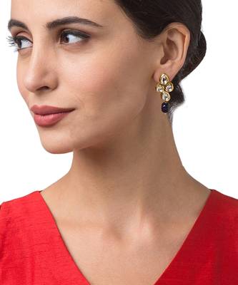 Gold Kundan polki brass earrings 1