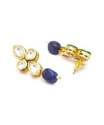 Gold Kundan polki brass earrings 4
