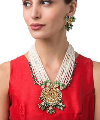 Brass neclace set with earrings 1