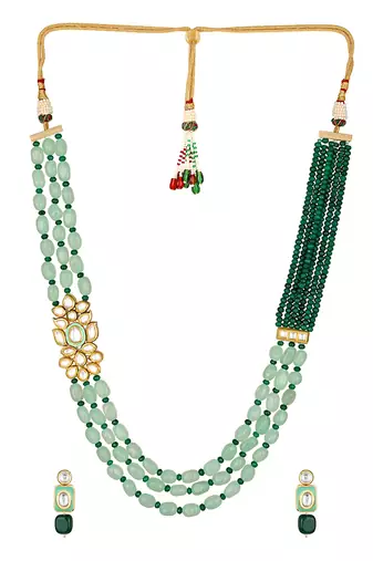 Gold polish necklace Set with Earrings