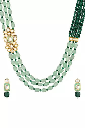 Gold polish necklace Set with Earrings
