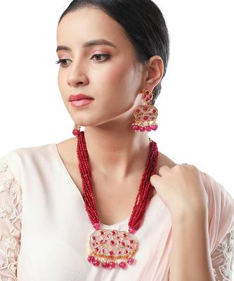 Red Necklace Set with Earrings 1
