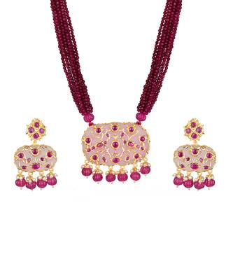 Red Necklace Set with Earrings 5