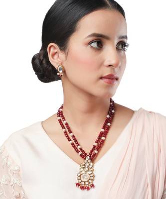 Kundan polki multicolor Necklace Set with Earrings 1