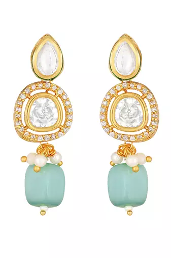 Multicolor  Brass kundan polki Necklace Set with Earrings