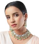 Multicolor kundan polki  brass Necklace Set with Earrings