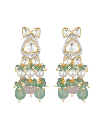 Multicolor kundan polki  brass Necklace Set with Earrings 4