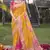 Banarasi silk blend Zari Woven Mustard and Pink Saree with Blouse