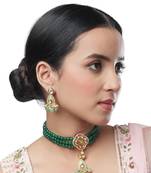 Multicolor brass kundan polki Necklace Set with Earrings