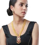 Golden yellow kundan polki Necklace Set with Earrings