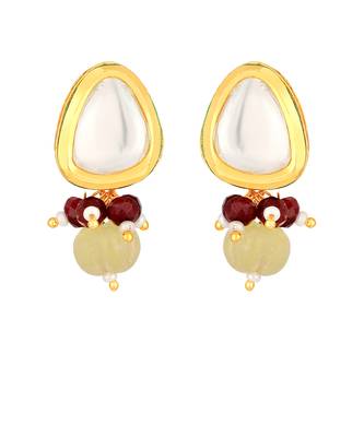 Golden yellow kundan polki Necklace Set with Earrings 4