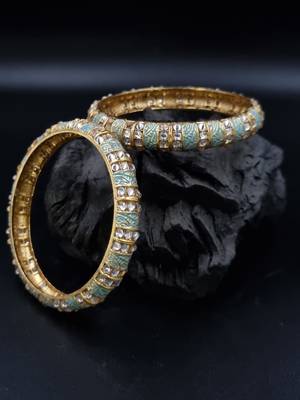 Firozi colour Gold-Plated Handcrafted Bangles BG_G32_F_120 1