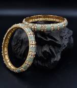 Firozi colour Gold-Plated Handcrafted Bangles BG_G32_F_120