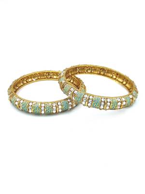 Firozi colour Gold-Plated Handcrafted Bangles BG_G32_F_120 2