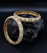 Stylish White Color Gold Plated Charm Crystal Bracelet Bangle Jewellery for Girls and Women   BG_G34_W_120