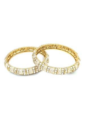 Stylish White Color Gold Plated Charm Crystal Bracelet Bangle Jewellery for Girls and Women   BG_G34_W_120 2