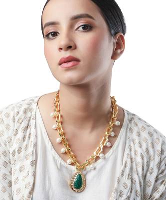 Green brass necklace 1