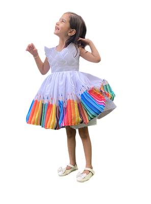 Aglare Beatiful Pencil Designed Frock Stitched,with can can inside. 3