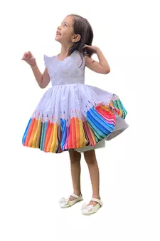 Aglare Beatiful Pencil Designed Frock Stitched,with can can inside.