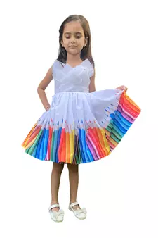 Aglare Beatiful Pencil Designed Frock Stitched,with can can inside.