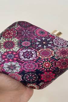 DARK PINK WOMEN SILK SATIN FABRIC HAND CLUTCH CUM SLING BAG