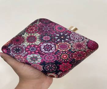 DARK PINK WOMEN SILK SATIN FABRIC HAND CLUTCH CUM SLING BAG 1