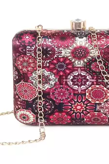 DARK PINK WOMEN SILK SATIN FABRIC HAND CLUTCH CUM SLING BAG