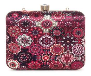 DARK PINK WOMEN SILK SATIN FABRIC HAND CLUTCH CUM SLING BAG 4