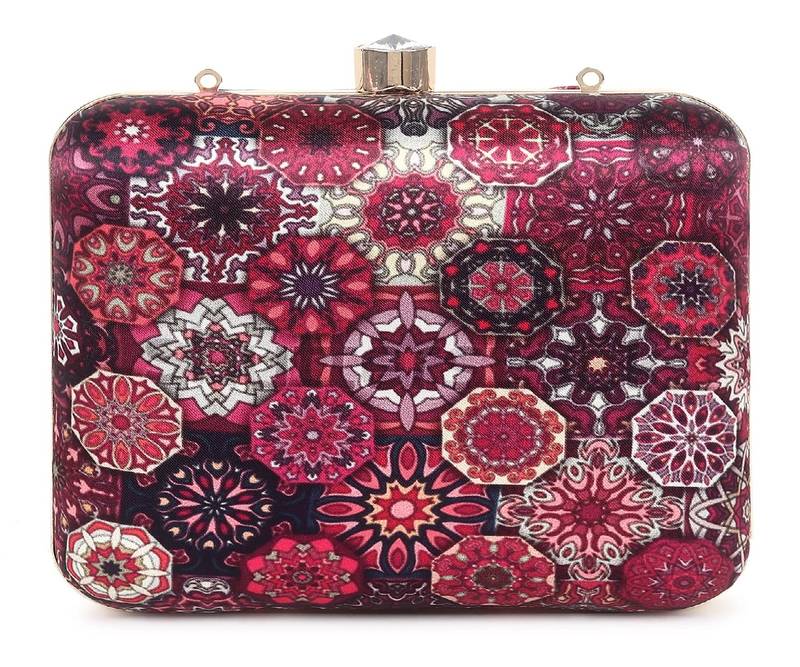 DARK PINK WOMEN SILK SATIN FABRIC HAND CLUTCH CUM SLING BAG